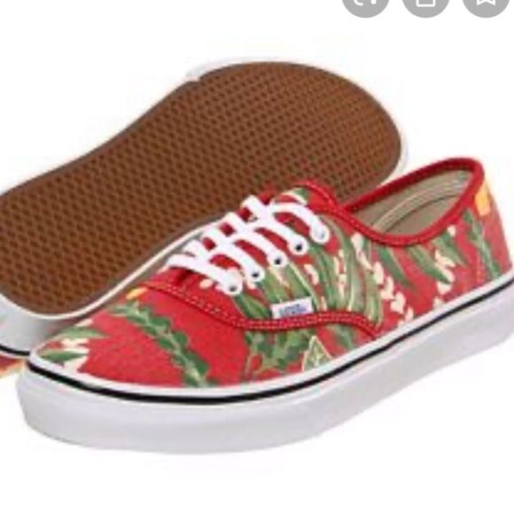 Vans Red Tropical Doren Authentic Sneakers - Picture 1 of 7